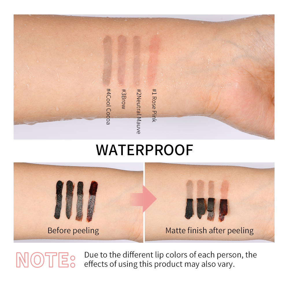 Peel Off Tattoo Waterproof Lip Liner, Lipgloss Matte Lip Tint, Long Lasting Brown Contour Lip Stain