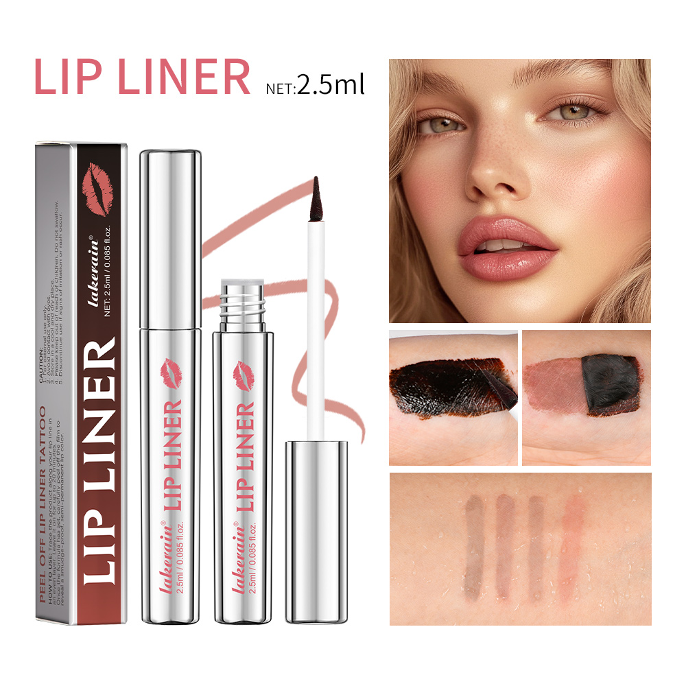 Peel Off Tattoo Waterproof Lip Liner, Lipgloss Matte Lip Tint, Long Lasting Brown Contour Lip Stain