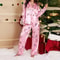 Women's Christmas Pajamas Set, 2 Piece Print Lounge Wear with V Neck Top and Pants