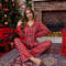 Women's Christmas Pajama Set, Winter Flannel PJs, Striped Checkered Lapel Cardigan, and Long Trousers Homewear
