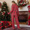 Women's Christmas Pajama Set, Winter Flannel PJs, Striped Checkered Lapel Cardigan, and Long Trousers Homewear