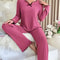 Women's Cozy Winter Pajama Set, Long Sleeve Top and Trousers, 2 Piece Loungewear, Casual Homewear