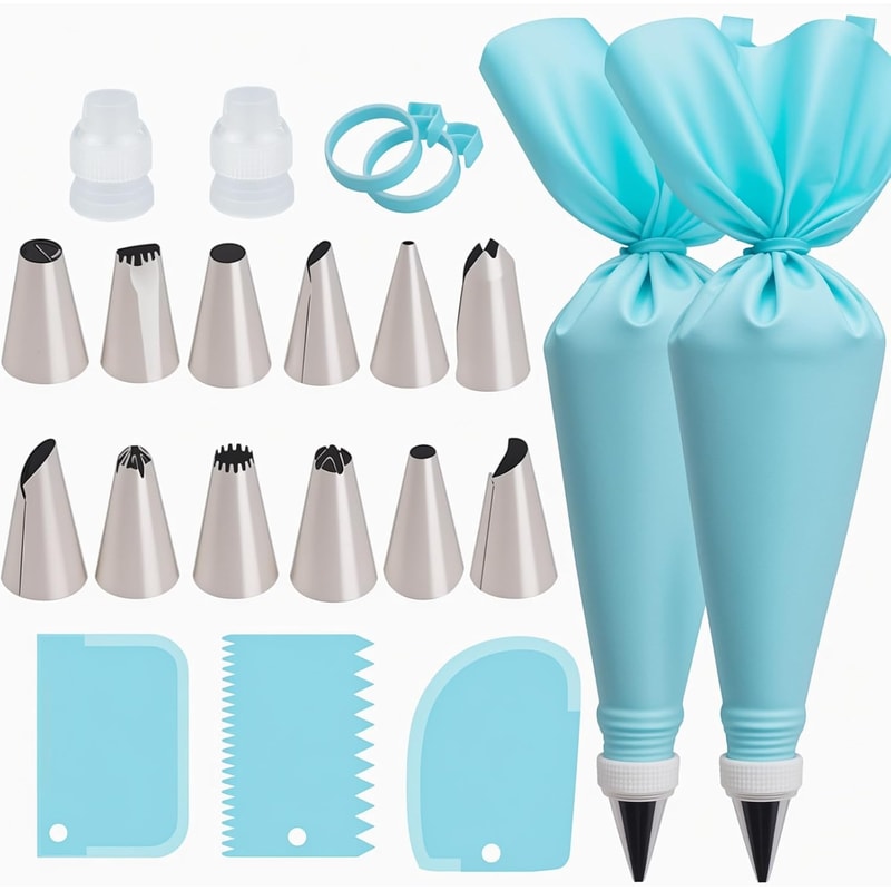 Premium Reusable Piping Set with Professional Cake Decorating Tips & Baking Accessories