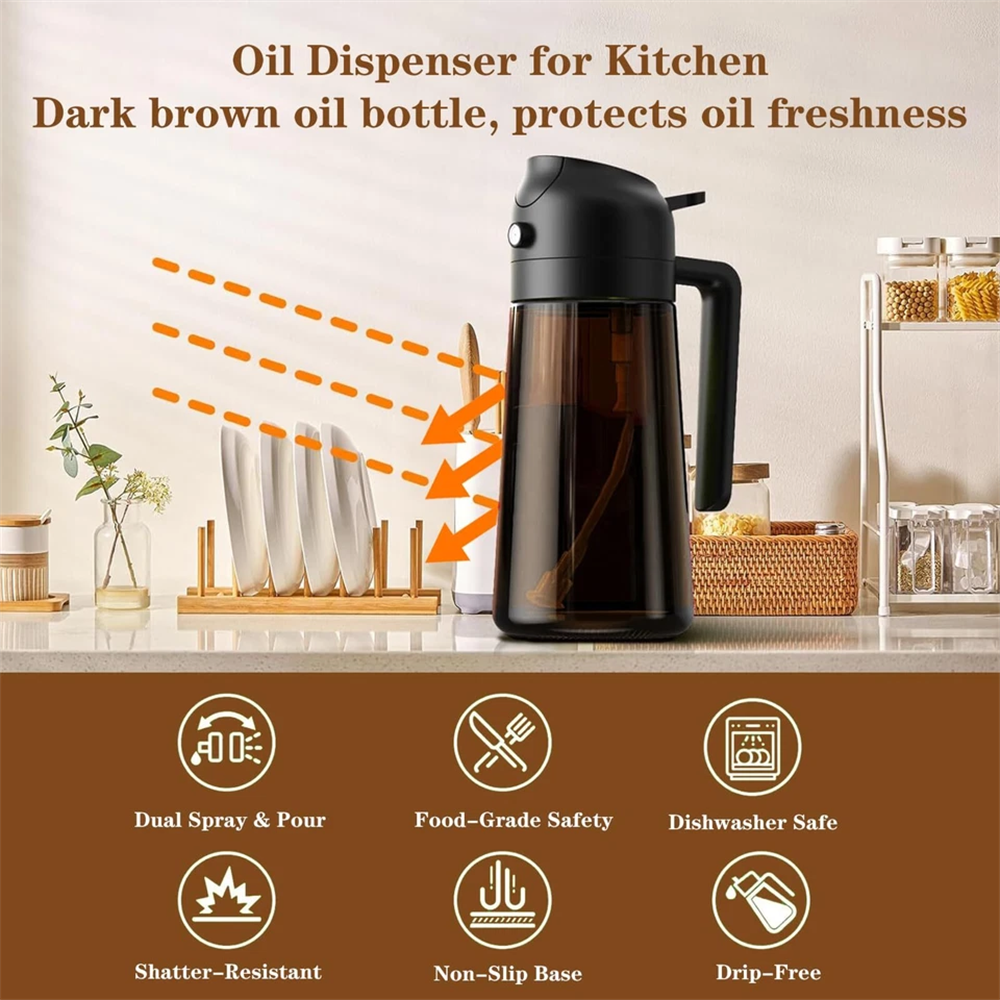 Glass Olive Oil Sprayer and Dispenser Bottle for Cooking