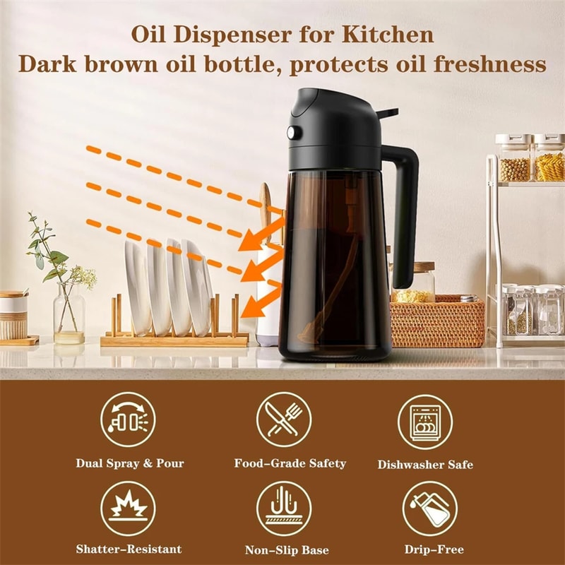 Glass Olive Oil Sprayer and Dispenser Bottle for Cooking