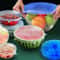 Premium Reusable Silicone Stretch Lids Set Sizes of airtight food covers & dishwasher safe container lids