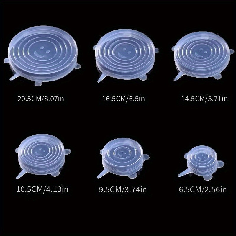 Premium Reusable Silicone Stretch Lids Set Sizes of airtight food covers & dishwasher safe container lids