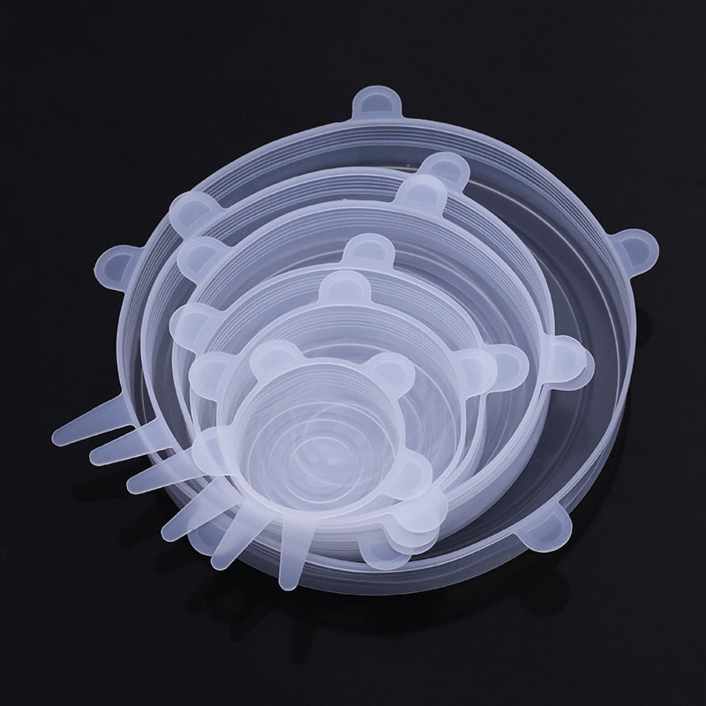 Premium Reusable Silicone Stretch Lids Set Sizes of airtight food covers & dishwasher safe container lids