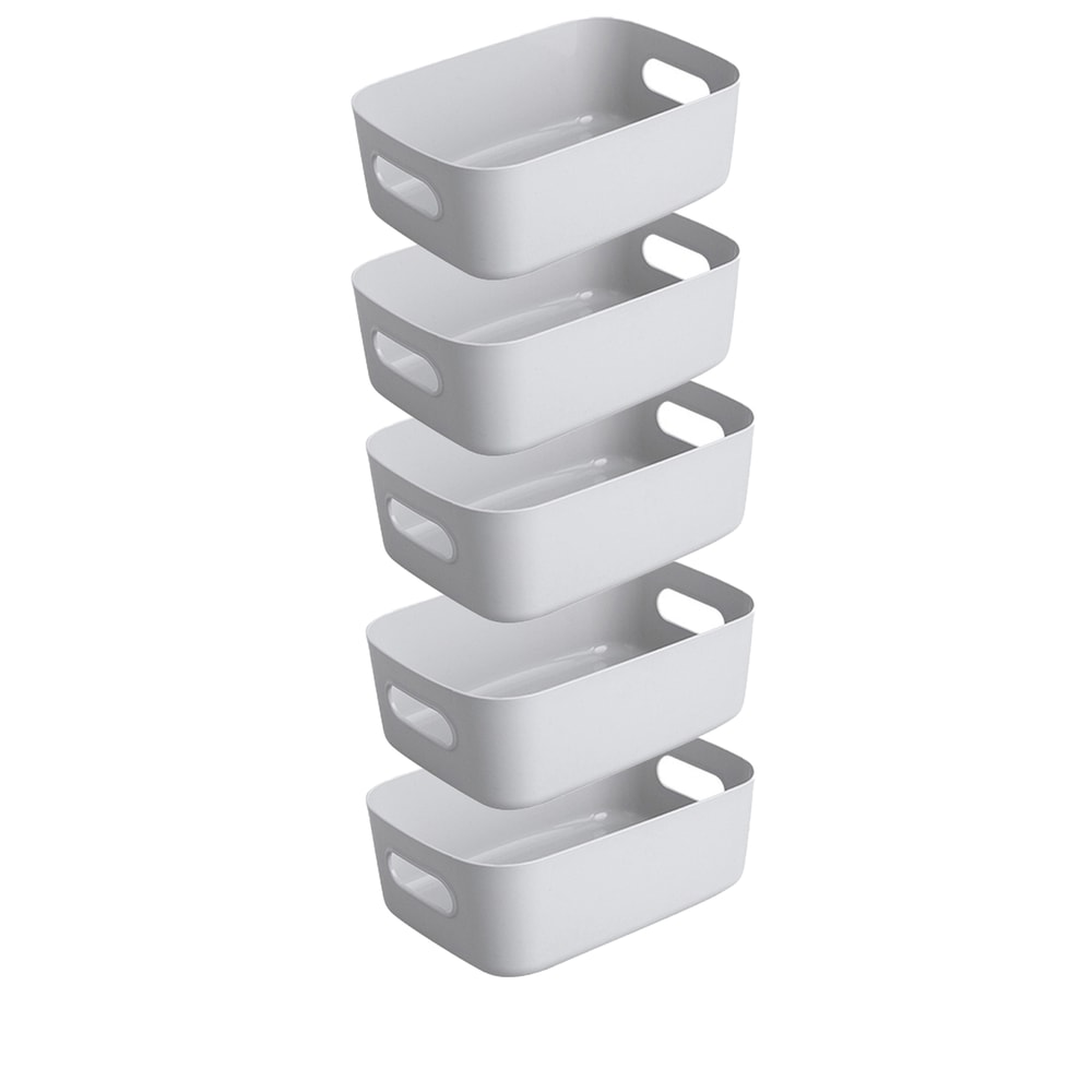 Piece Stackable Rectangular Storage Box Set Plastic Organizer Containers 6
