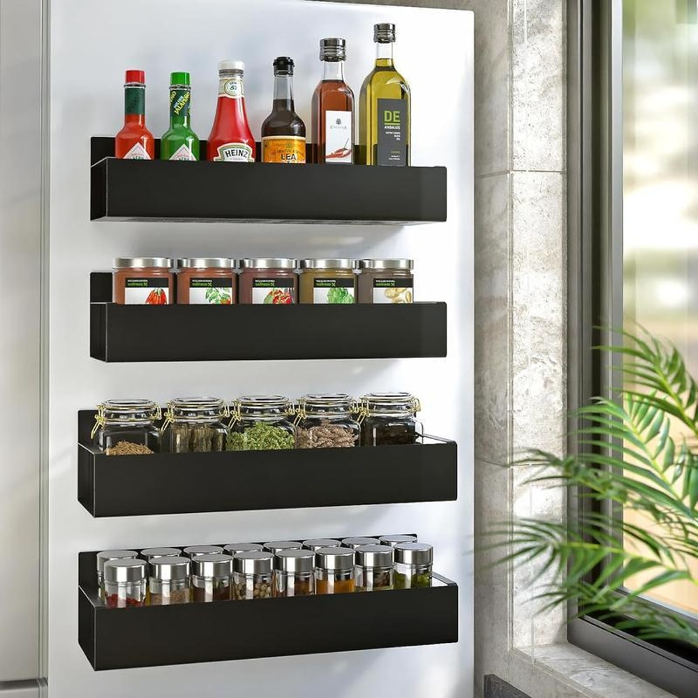 Compact Magnetic Spice Rack Set Pack Fridge Organizer Shelf For Kitchen Storage 0