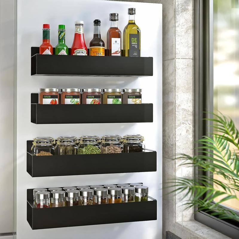 Compact Magnetic Spice Rack Set Pack Fridge Organizer Shelf For Kitchen Storage 0