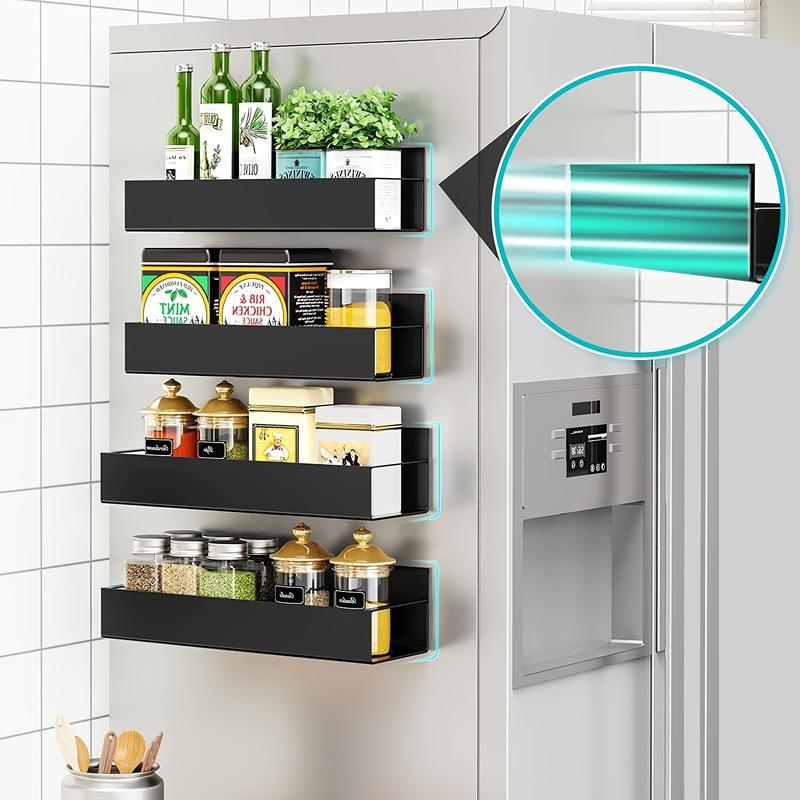 Compact Magnetic Spice Rack Set Pack Fridge Organizer Shelf For Kitchen Storage 2