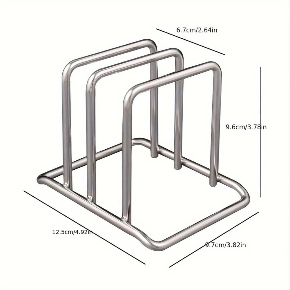 Stainless Steel Pot Lid Organizer & Cutting Board Storage Rack Space Saving Kitchen Countertop Organizer