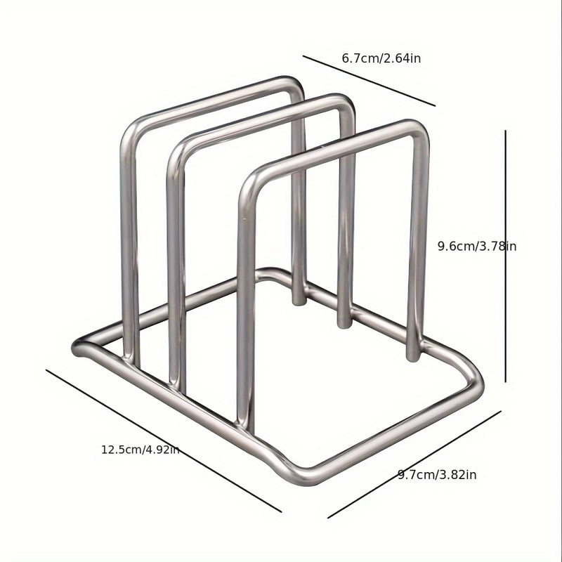 Stainless Steel Pot Lid Organizer & Cutting Board Storage Rack Space Saving Kitchen Countertop Organizer
