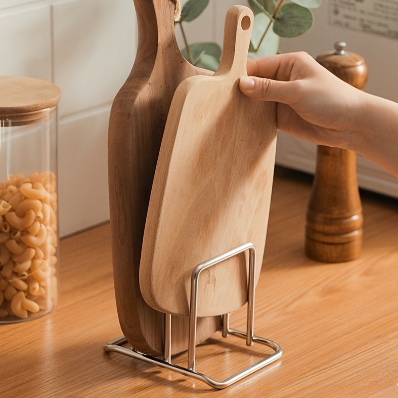 Stainless Steel Pot Lid Organizer & Cutting Board Storage Rack Space Saving Kitchen Countertop Organizer