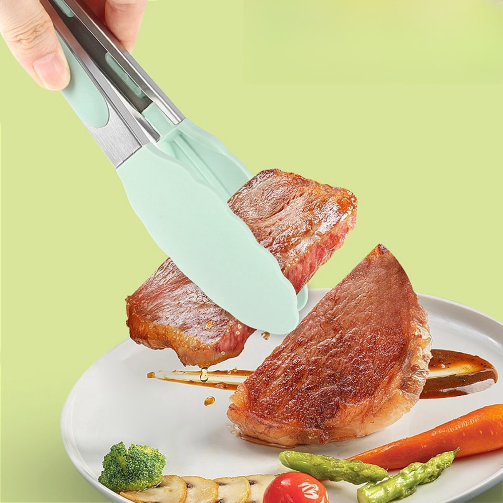 Stainless Steel Non Slip Kitchen Tongs For BBQ Salad And Cooking 2