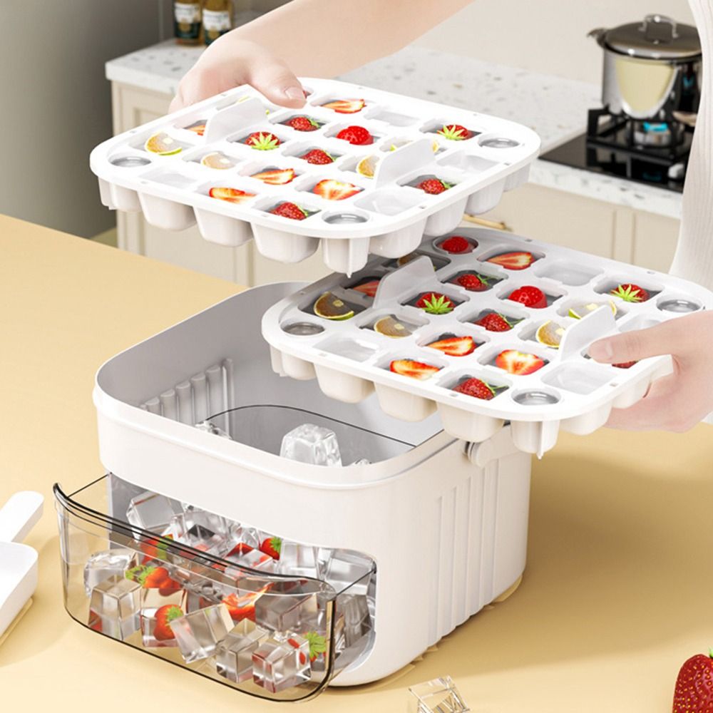 Cube Press Ice Maker With Storage Bin Easy Release Lid 1