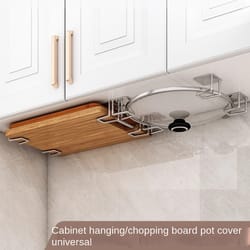 stainless steel under cabinet cutting board holder & wall mounted pot lid rack