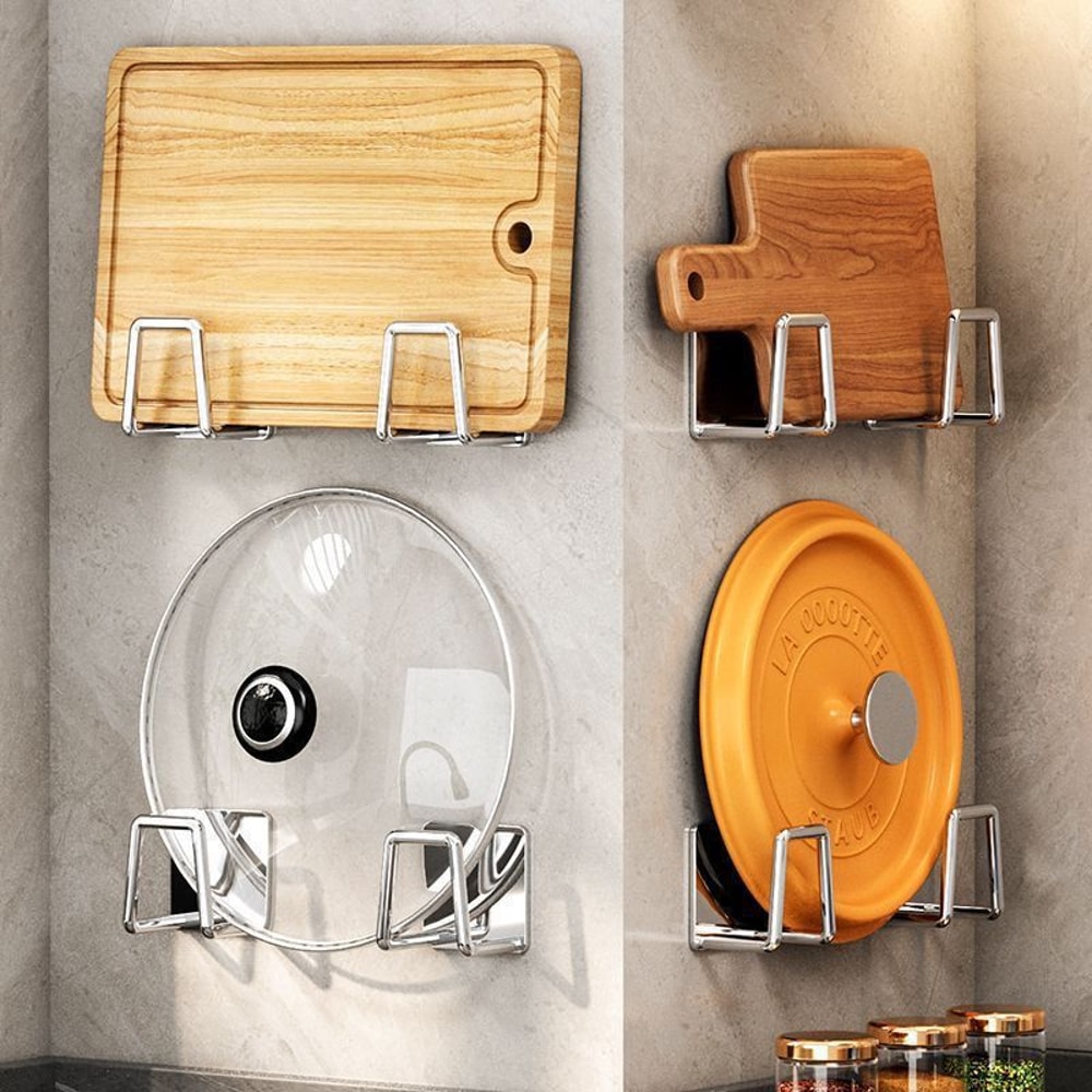 Stainless Steel Under Cabinet Cutting Board Holder Wall Mounted Pot Lid Rack 1