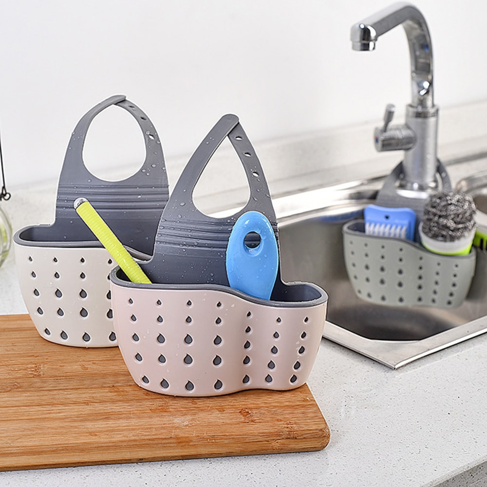 Adjustable Kitchen Sink Caddy Hanging Drain Basket And Sponge Holder Organizer For Faucets 1