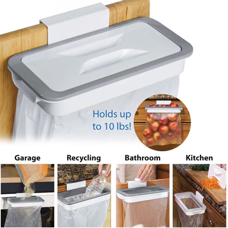 Cabinet Hanging Trash Bag Holder Kitchen Garbage Bag Rack