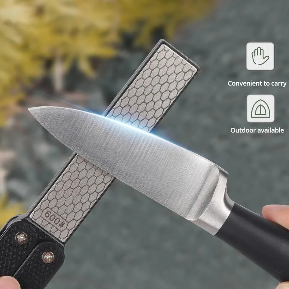 Portable Double Sided Diamond Knife Sharpening Stone For Kitchen And Pocket Knives 2