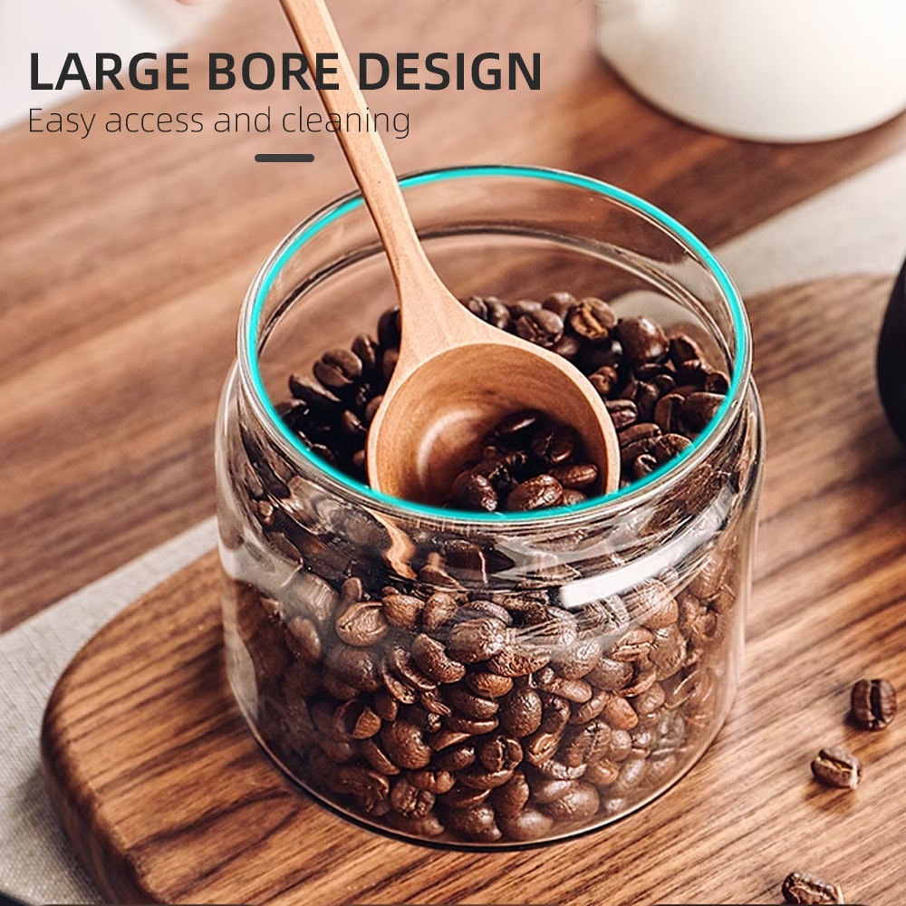 Vacuum Sealed Glass Coffee Bean Storage Jar For Tea Grains And Pantry Freshness 2
