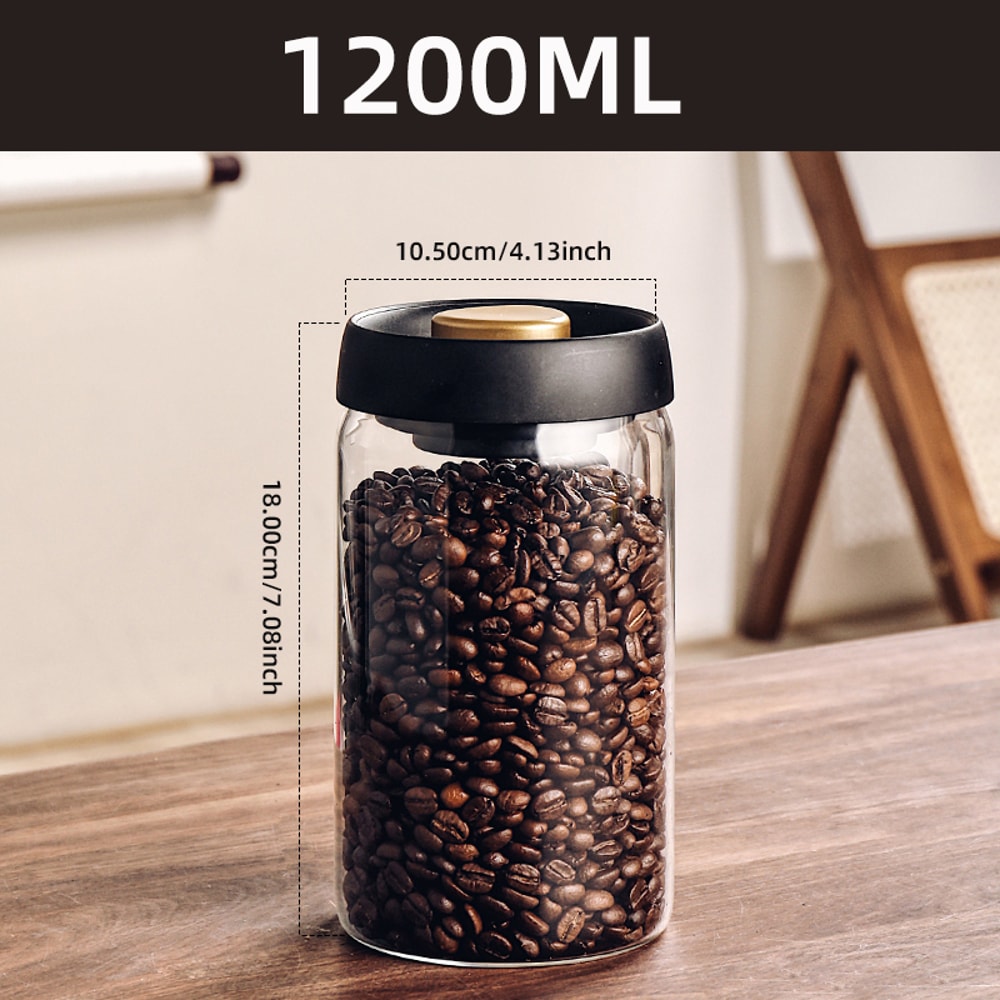 Vacuum Sealed Glass Coffee Bean Storage Jar For Tea Grains And Pantry Freshness 6