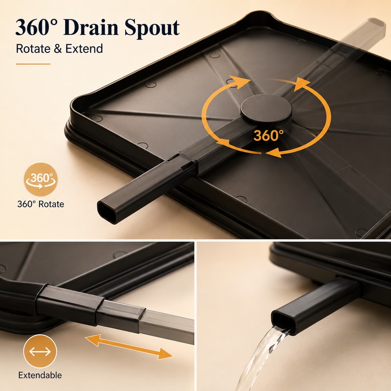 Large Capacity Tier Dish Drying Rack with Rotating Drain Spout & Utensil Cutting Board Holder Countertop Kitchen Org