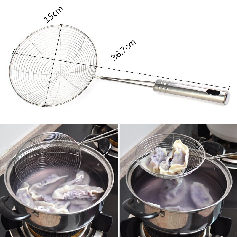 Stainless Steel Frying Strainer with Long Handle Deep Fry Basket & Kitchen Sieve Tool
