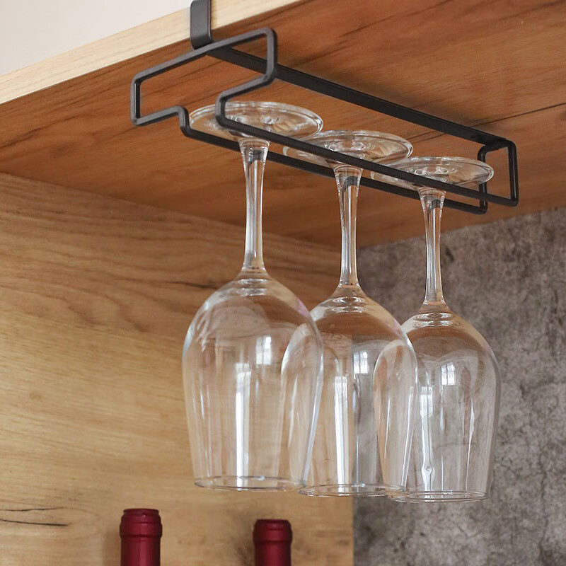 Premium No Drill Under Cabinet Wine Glass Rack Space Saving Stemware Holder Inverted Drain Organiz 2