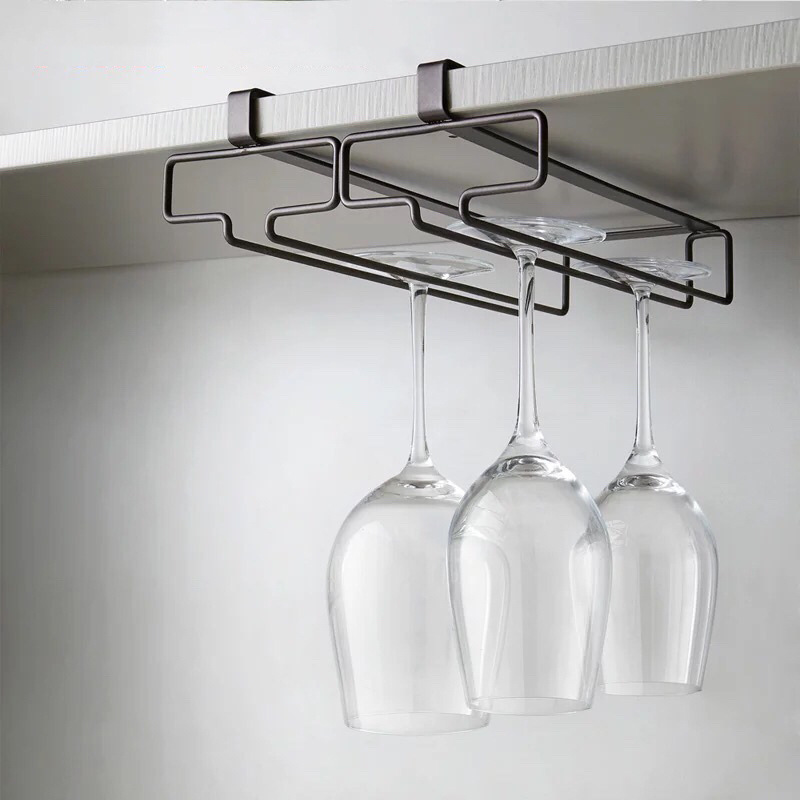 Premium No Drill Under Cabinet Wine Glass Rack Space Saving Stemware Holder Inverted Drain Organiz 3