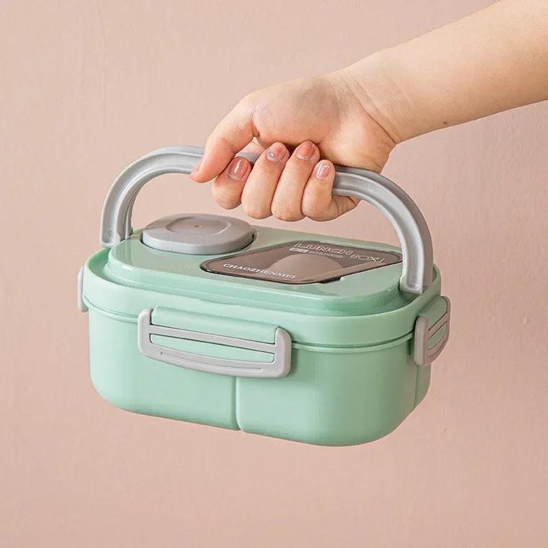 Eco Friendly Wheat Straw Portable Bento Box With Compartments Handle Leakproof Reusable Lunch Cont 5