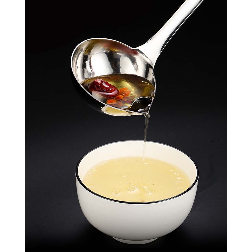 Premium Stainless Steel Oil Skimmer Spoon & Fat Separator Ladle for Clear Soup and Healthy Cooking