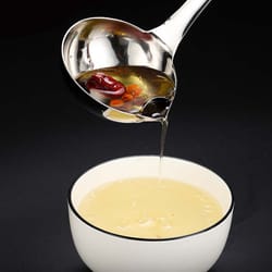 premium stainless steel oil skimmer spoon & fat separator ladle for clear soup and healthy cooking
