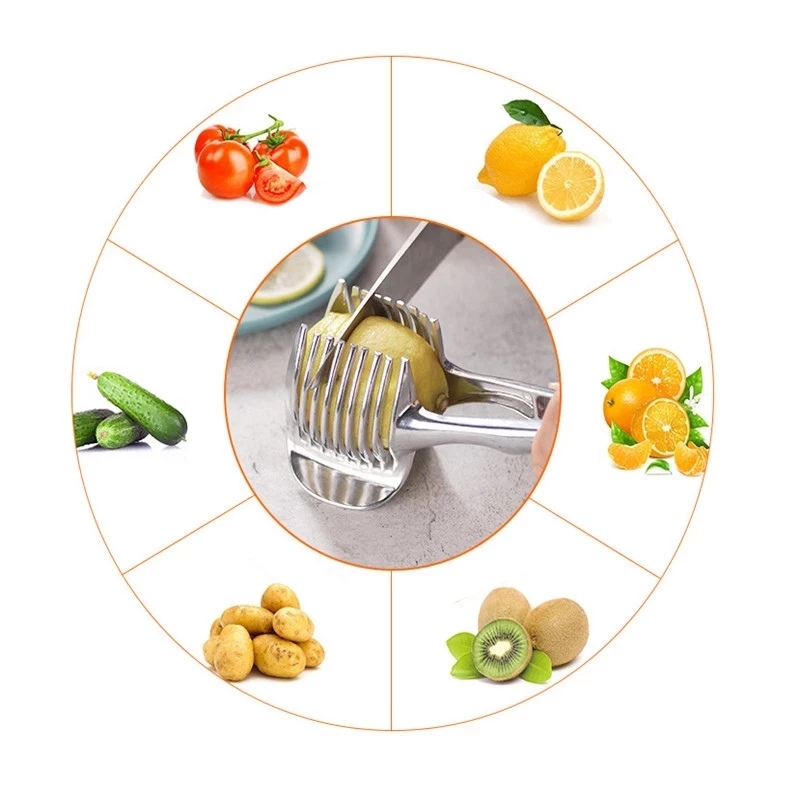 Kitchen Vegetable Slicer Onion Slicing Tool Stainless Steel Food Cutter 2