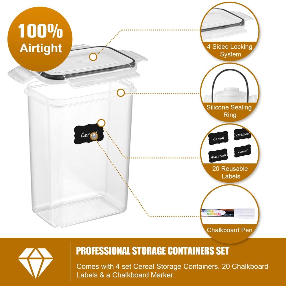 Premium Piece BPA Free Kitchen Storage Containers Set with Airtight Food Storage Containers Labels & Pen