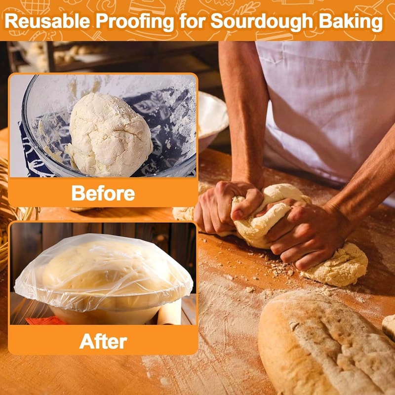 Reusable Elastic Bread Proofing Bowl Covers Stretchable Food Storage & Sourdough Dough Lid
