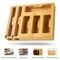 Bamboo Kitchen Wrap & Bag Organizer with Cutter Multi Slot Drawer & Wall Storage
