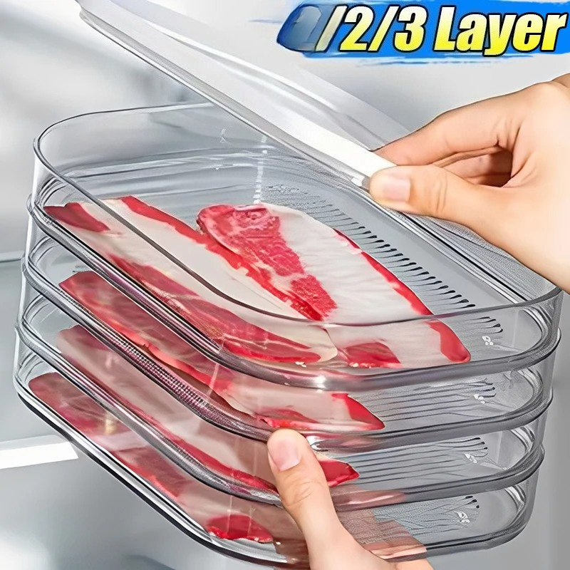 Premium Stackable Fridge Meat Meal Prep Storage Box Airtight Food Keeper 0