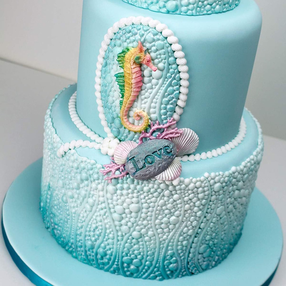 Ocean Wave Bubbles & Pearls Cake Silicone Mold for Fondant & Sugarcraft