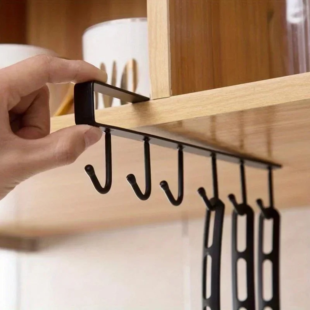 Wall Mounted Mug Holder Kitchen Cup Organizer Storage Hooks Space Saving Coffee Cup Rack 1
