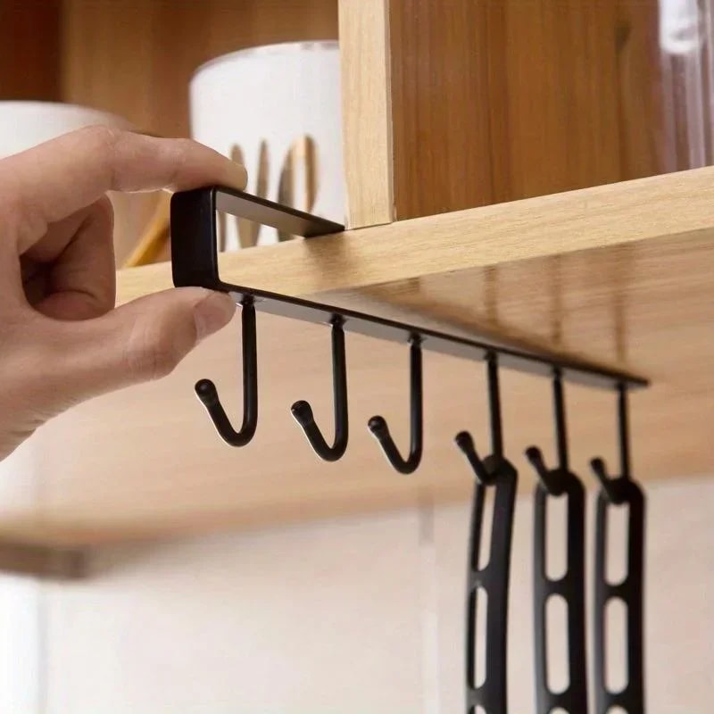 Wall Mounted Mug Holder Kitchen Cup Organizer Storage Hooks Space Saving Coffee Cup Rack 1