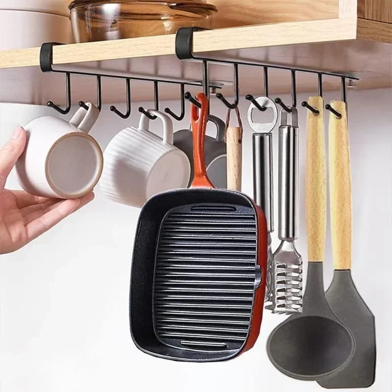 Wall Mounted Mug Holder Kitchen Cup Organizer Storage Hooks Space Saving Coffee Cup Rack 3