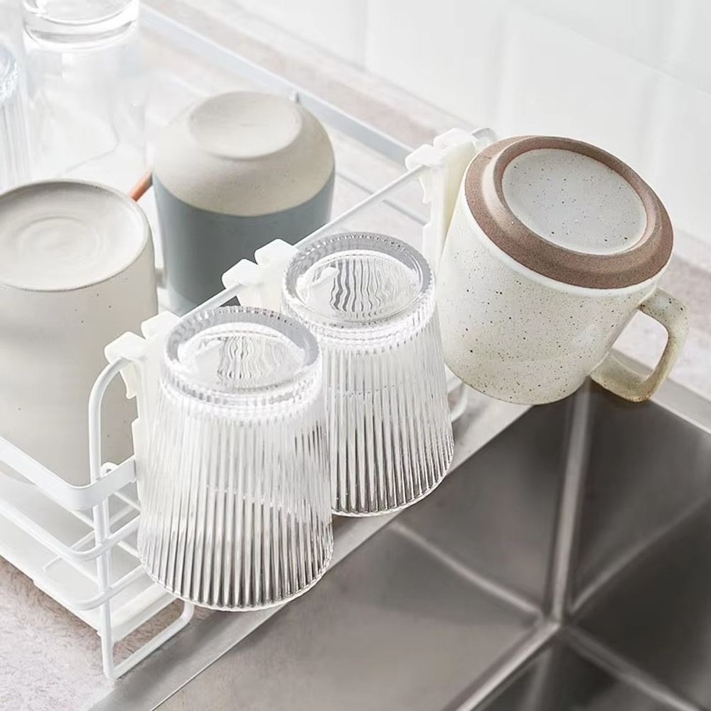 SpaceDry Wall Mounted Cup Holder & Draining Storage Rack