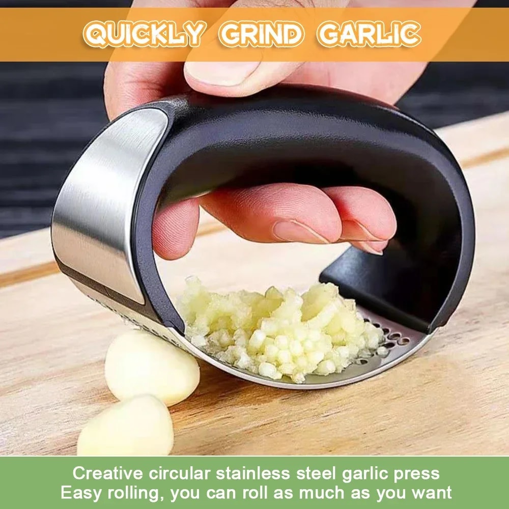 GarlicEase Stainless Steel Garlic Press & Manual Garlic Crusher