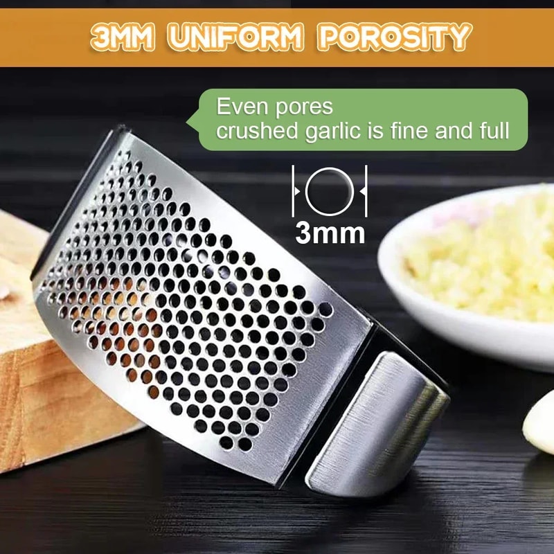 GarlicEase Stainless Steel Garlic Press & Manual Garlic Crusher