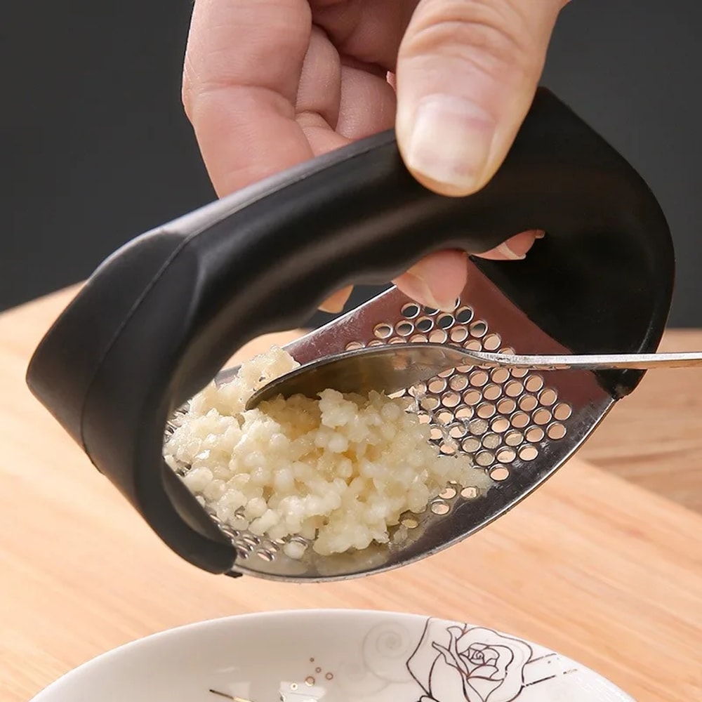 GarlicEase Stainless Steel Garlic Press & Manual Garlic Crusher