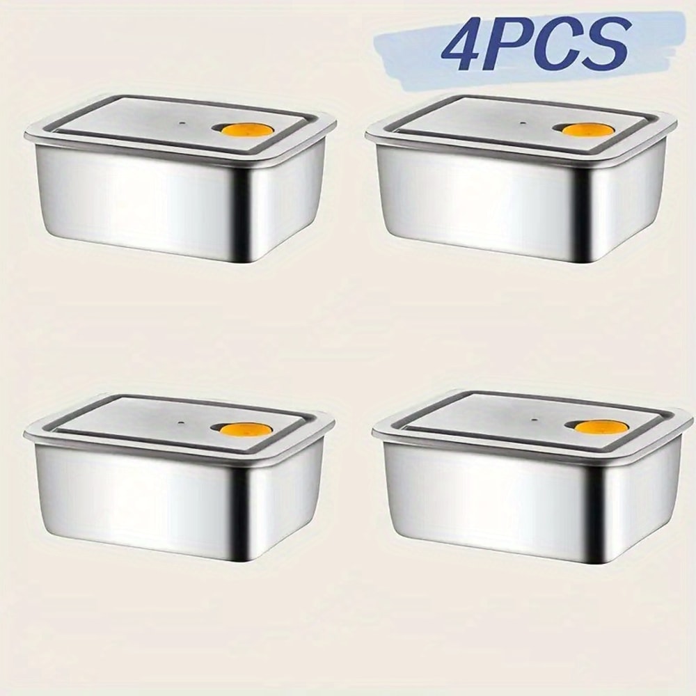 FreshLock Stainless Steel Food Storage Containers Set Leakproof Stackable Kitchen Organizers
