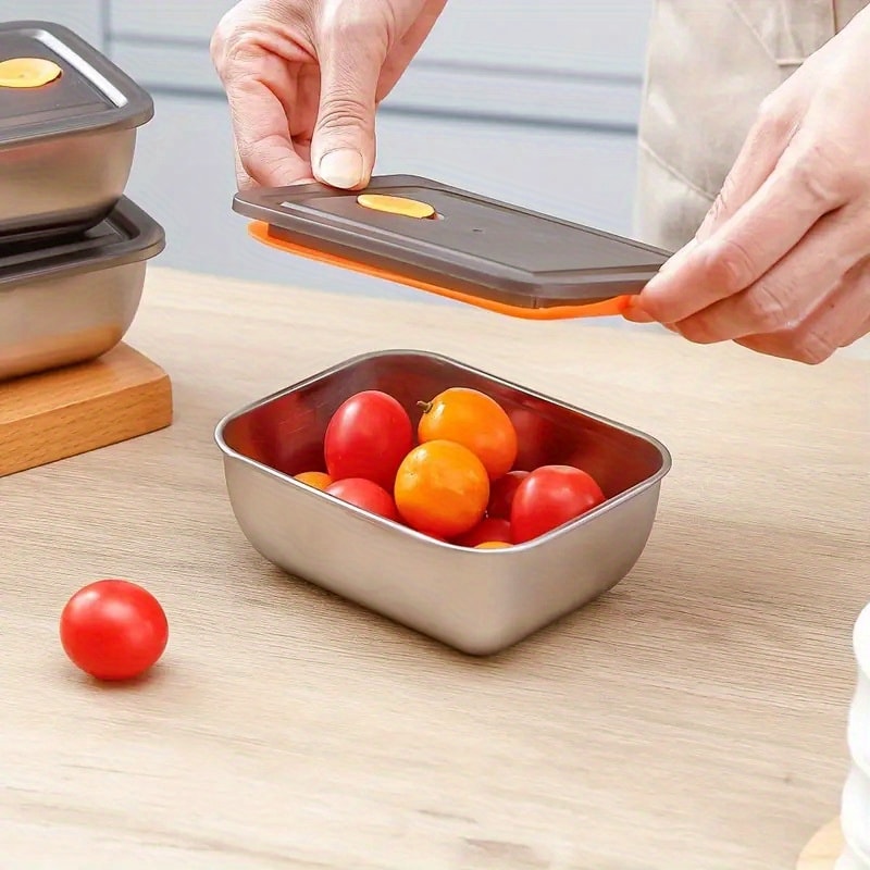 FreshLock Stainless Steel Food Storage Containers Set Leakproof Stackable Kitchen Organizers